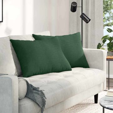 Cuscini da Divano 2 pcs Verde Scuro 70 x 50 cm Tessuto in Cords