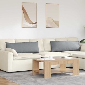 Cuscini da Divano 2 pz Tessuto Grigio chiaro 120 x 40 cm