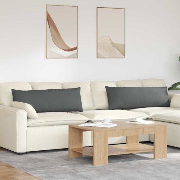 Cuscini da Divano 2 pz Tessuto Grigio scuro 120 x 40 cm