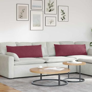 Cuscini da Divano 2 pz Tessuto Rosso Vino 120 x 40 cm