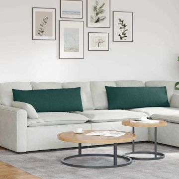 Cuscini da Divano 2 pz Tessuto Verde Scuro 120 x 40 cm