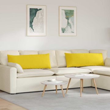 Cuscini da Divano 2 pz Tessuto Giallo Chiaro 120 x 40 cm