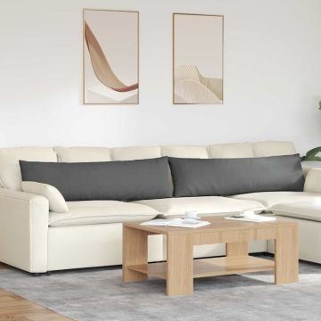 Cuscini da Divano 2 pz Tessuto Grigio scuro 145 x 40 cm