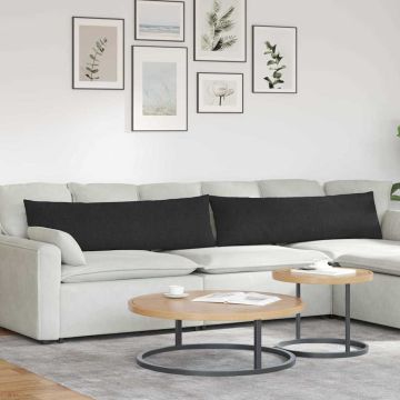 Cuscini da Divano 2 pz Tessuto Nero 145 x 40 cm
