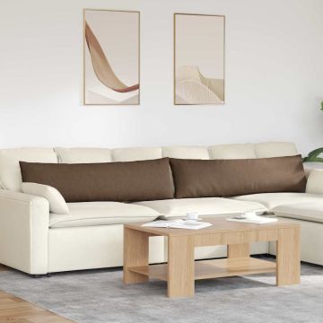Cuscini da Divano 2 pz Tessuto Marrone 145 x 40 cm