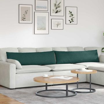 Cuscini da Divano 2 pz Tessuto Verde Scuro 145 x 40 cm