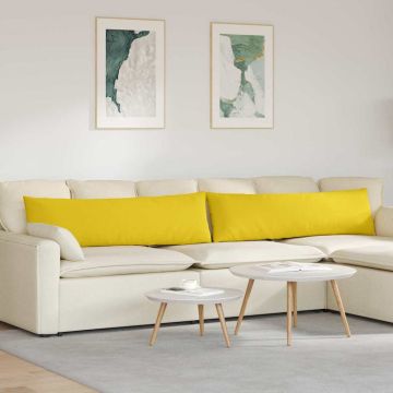 Cuscini da Divano 2 pz Tessuto Giallo Chiaro 145 x 40 cm