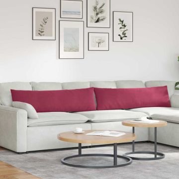 Cuscini da Divano 2 pcs Rosso Vino 145 x 40 cm Tessuto in Cords