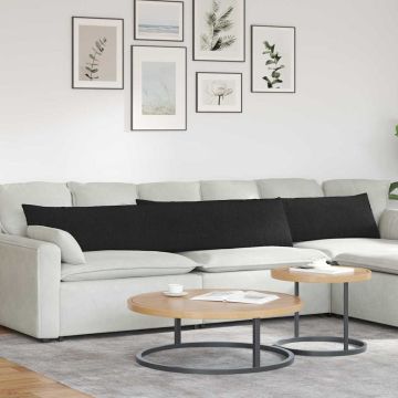 Cuscini da Divano 2 pz Tessuto Nero 200 x 40 cm