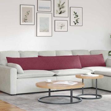 Cuscini da Divano 2 pz Tessuto Rosso Vino 200 x 40 cm