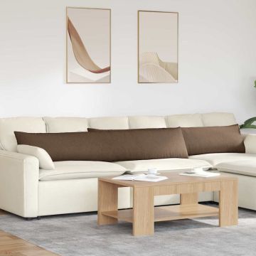 Cuscini da Divano 2 pz Tessuto Marrone 200 x 40 cm