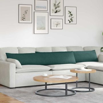 Cuscini da Divano 2 pz Tessuto Verde Scuro 200 x 40 cm