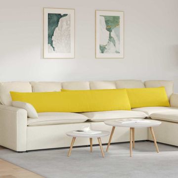 Cuscini da Divano 2 pz Tessuto Giallo Chiaro 200 x 40 cm