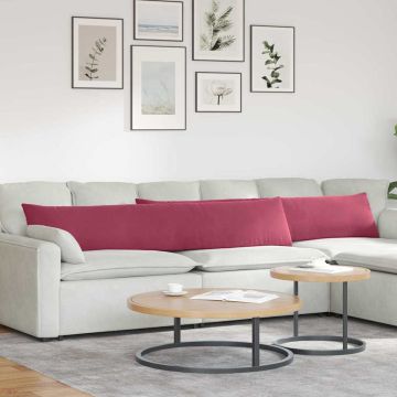 Cuscini da Divano 2 pcs Rosso Vino 200 x 40 cm Tessuto in Cords