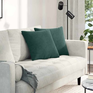 Cuscini da Divano 2 pcs Verde Scuro 45 x 45 cm Tessuto in Cords