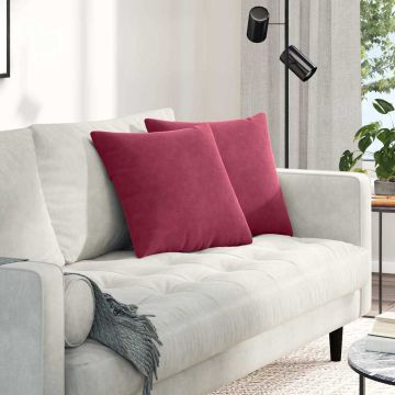 Cuscini da Divano 2 pcs Rosso Vino 45 x 45 cm Tessuto in Cords