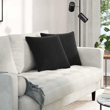 Cuscini da Divano 2 pcs Nero 45 x 45 cm Tessuto in Cords