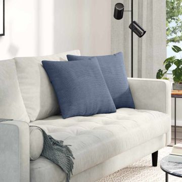 Cuscini da Divano 2 pcs Blu 45 x 45 cm Tessuto in Cords
