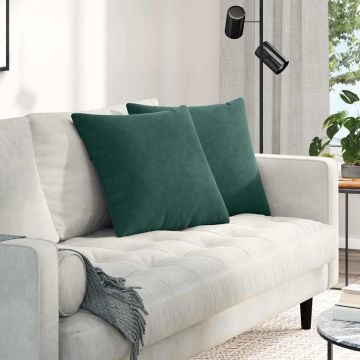 Cuscini da Divano 2 pcs Verde Scuro 50 x 50 cm Tessuto in Cords