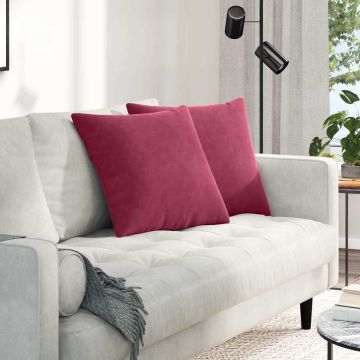 Cuscini da Divano 2 pcs Rosso Vino 50 x 50 cm Tessuto in Cords