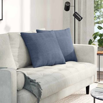 Cuscini da Divano 2 pcs Blu 50 x 50 cm Tessuto in Cords