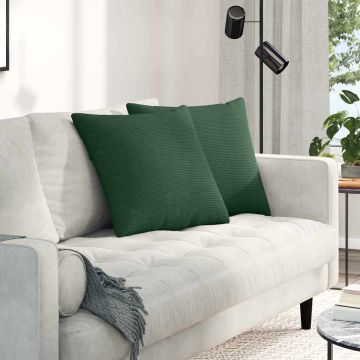 Cuscini da Divano 2 pcs Verde Scuro 50 x 50 cm Tessuto in Cords