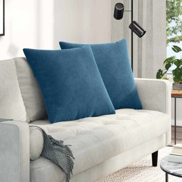 Cuscini da Divano 2 pcs Blu 60 x 60 cm Tessuto in Cords
