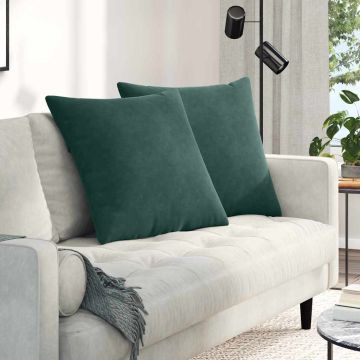 Cuscini da Divano 2 pcs Verde Scuro 60 x 60 cm Tessuto in Cords