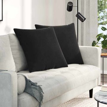 Cuscini da Divano 2 pcs Nero 60 x 60 cm Tessuto in Cords