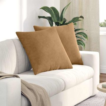 Cuscini da Divano 2 pcs Marrone 60 x 60 cm Tessuto in Cords