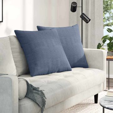 Cuscini da Divano 2 pcs Blu 60 x 60 cm Tessuto in Cords