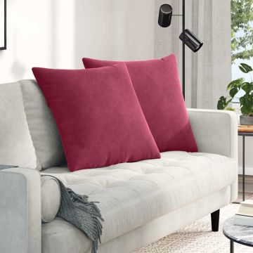 Cuscini da Divano 2 pcs Rosso Vino 80 x 80 cm Tessuto in Cords