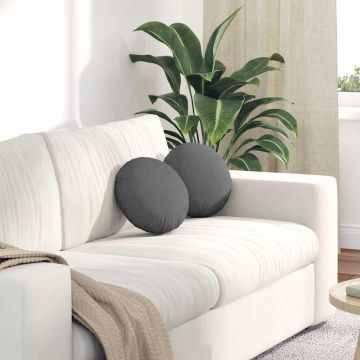 Cuscini per Seduta 2 pz Tessuto Grigio Scuro Ø30 x 13 cm