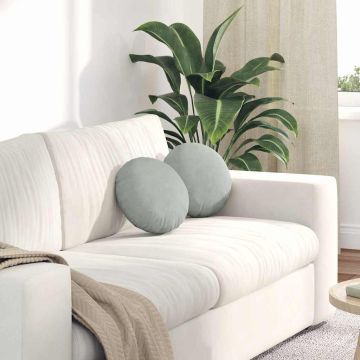 Cuscini per Seduta 2 pz Velluto Grigio chiaro Ø30 x 13 cm