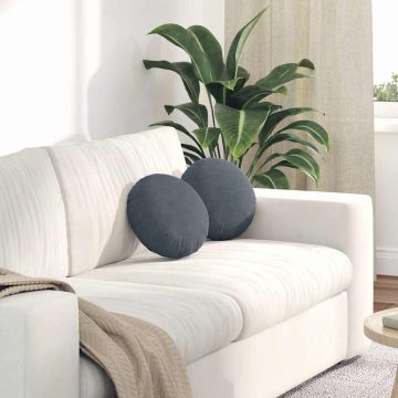 Cuscini per Seduta 2 pz Velluto Grigio scuro Ø30 x 13 cm