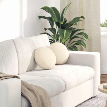 Cuscini per Seduta 2 pz Tessuto in Cords Crema Ø30 x 13 cm