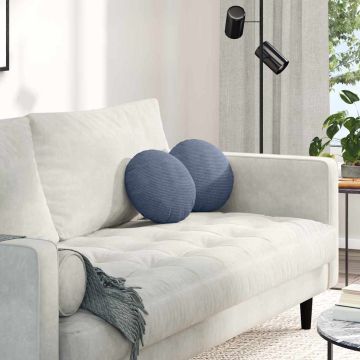 Cuscini per Seduta 2 pz Tessuto in Cords Blu Ø30 x 13 cm