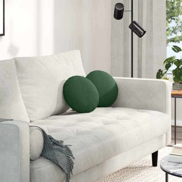 Cuscini per Seduta 2 pz Tessuto in Cords Verde Scuro