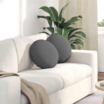 Cuscini per Seduta 2 pz Tessuto Grigio Scuro Ø40 x 13 cm
