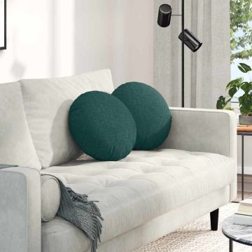 Cuscini per Seduta 2 pz Tessuto Verde Scuro Ø40 x 13 cm