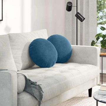 Cuscini per Seduta 2 pcs Blu Ø 40 x 13 cm Velluto