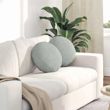 Cuscini per Seduta 2 pcs Grigio chiaro Ø 40 x 13 cm Velluto