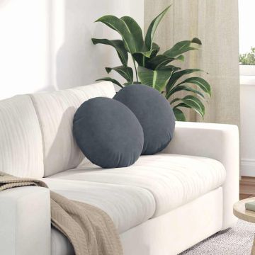 Cuscini per Seduta 2 pcs Grigio scuro Ø 40 x 13 cm Velluto
