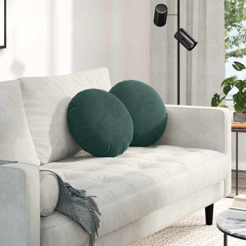 Cuscini per Seduta 2 pcs Verde Scuro Ø 40 x 13 cm Velluto