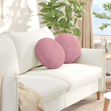 Cuscini per Seduta 2 pcs Rosa Ø 40 x 13 cm Velluto