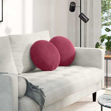 Cuscini per Seduta 2 pcs Rosso Vino Ø 40 x 13 cm Velluto