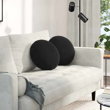 Cuscini per Seduta 2 pcs Nero Ø 40 x 13 cm Velluto