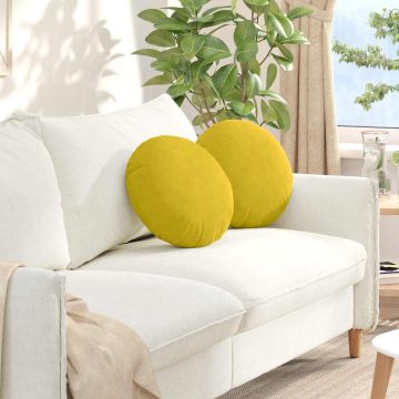 Cuscini per Seduta 2 pcs Giallo Ø 40 x 13 cm Velluto