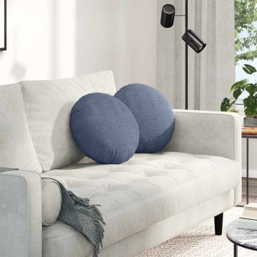 Cuscini per Seduta 2 pz Tessuto in Cords Blu Ø 40 cm