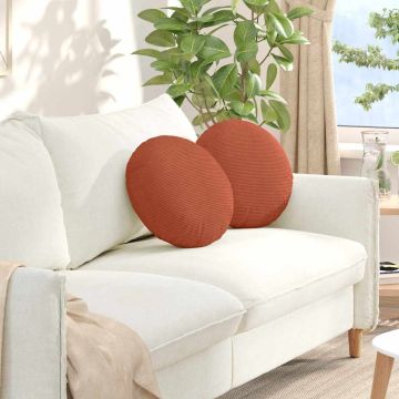 Cuscini per Seduta 2 pz Tessuto in Cords Rosso Arancio Ø 40 cm